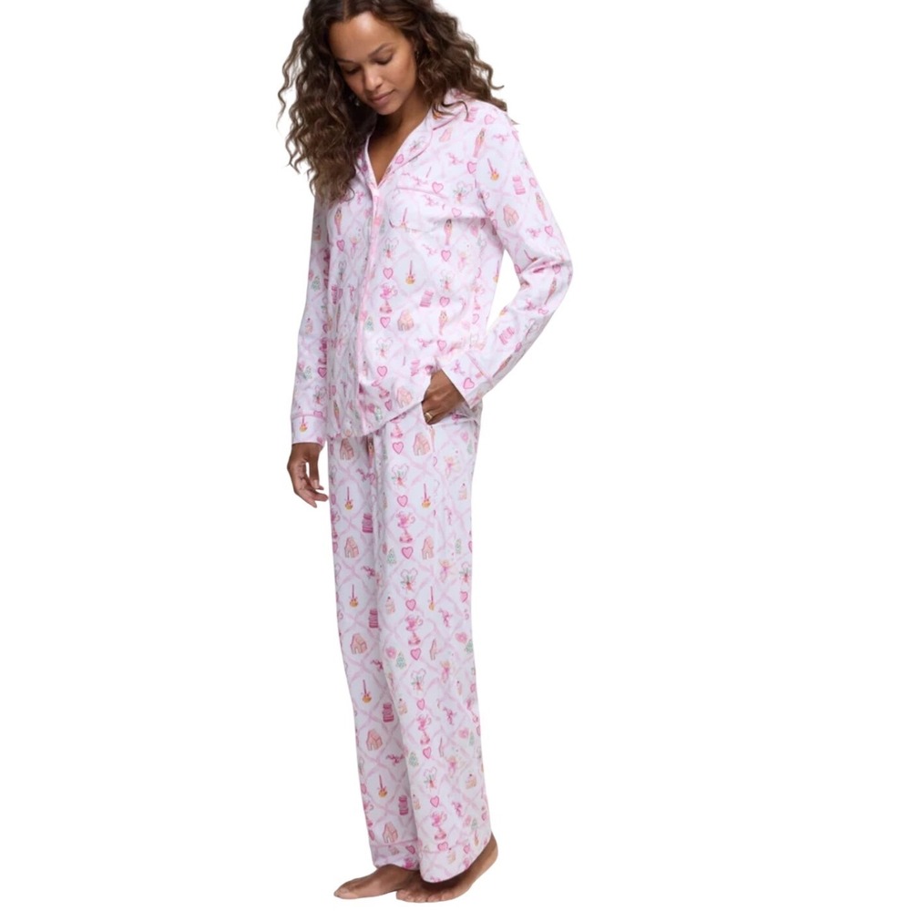 LoveShackFancy x Roller Rabbit SM Nutcracker‎ Pima Pajama Set Sugarplum Lattice